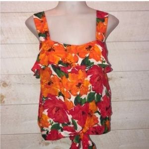 ZARA Flower Pattern Top with front knot S